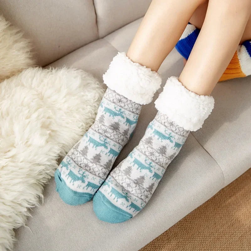 1 O Set De 6 Pares Calcetines Térmicos Acogedores Forrados Para Mujer Con Estampados De Patitas