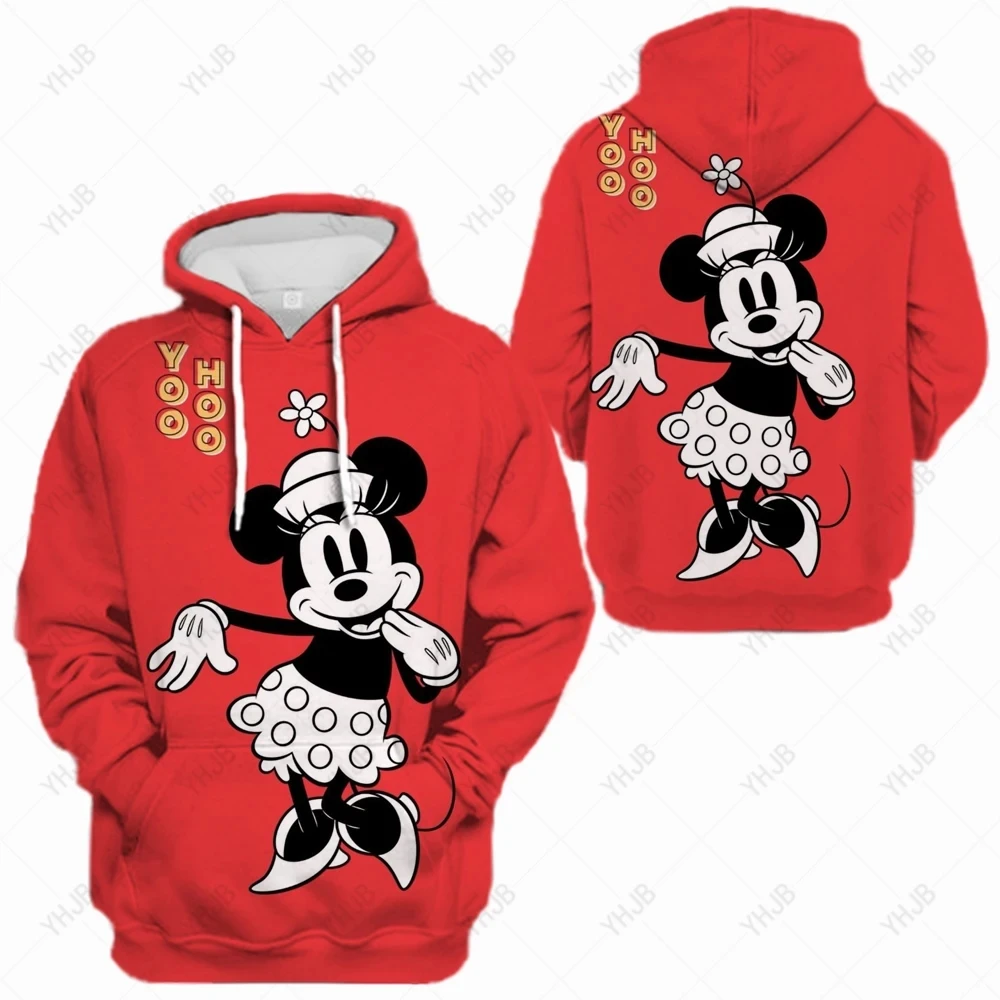 Disney-Homens e Crianças Mickey Mouse Print Hoody, Moletom Feminino, Moda Harajuku, Alta Qualidade, Casual, Streetwear,