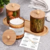 2/3PCS Amber Bathroom Jars with Tray Vanity Office Use Storage Jar Cotton Balls,Clips,Sponges,Floss Pick Apothecary Jars 1