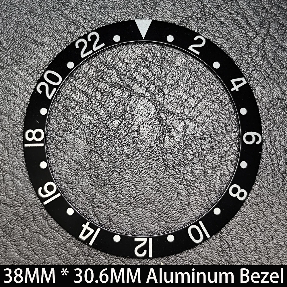 Elegant Blue Luminous Bezel GMT and Diving Watch Insert, Sloping 38mm x 30.6mm Ceramic/Aluminum