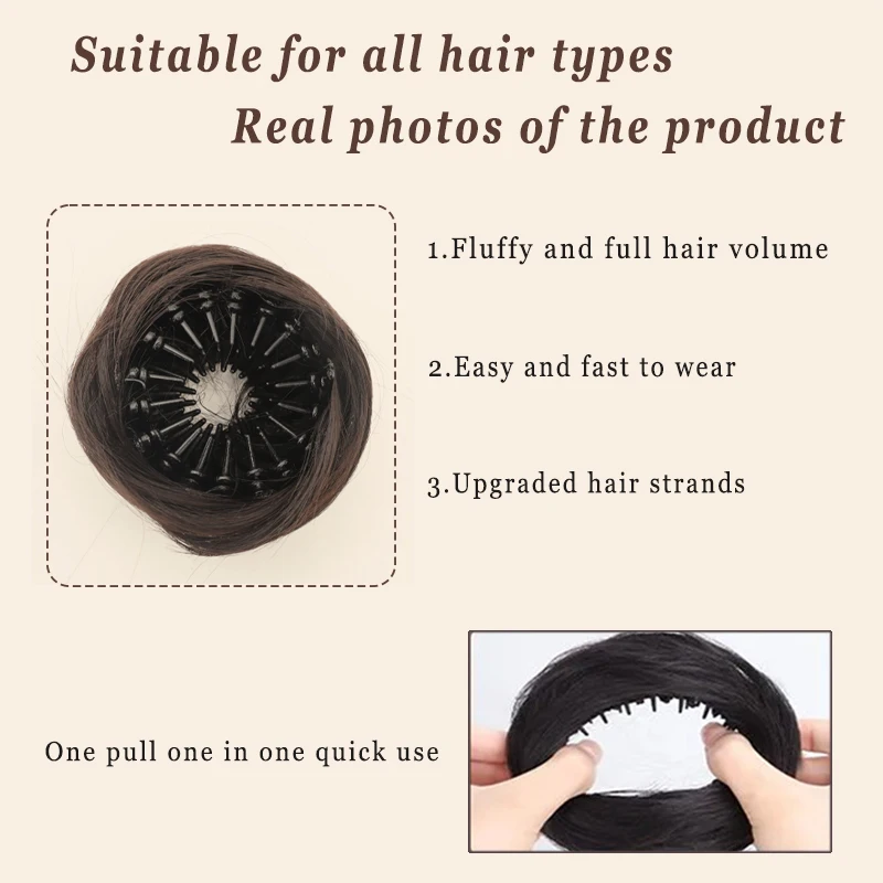 버드네스트 미트볼 가발 헤어 후프 여성용 수축 가능 컬링 합성 가발 패키지 가발 번
