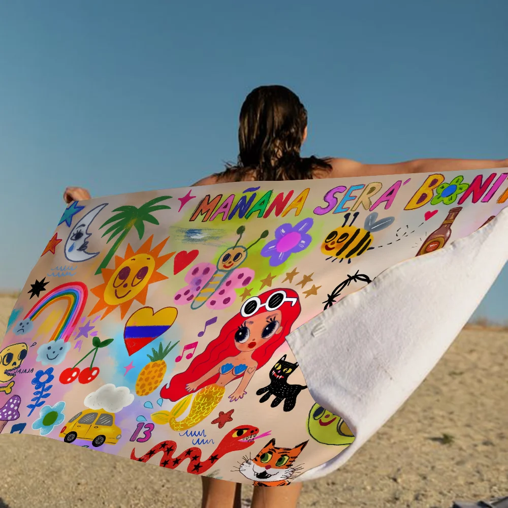 K-Karol G Hot Singer Beach Towels Shower Towel Sauna Travel Spa Microfiber Quick Dry Gym Accessories Cute Room Decor 4