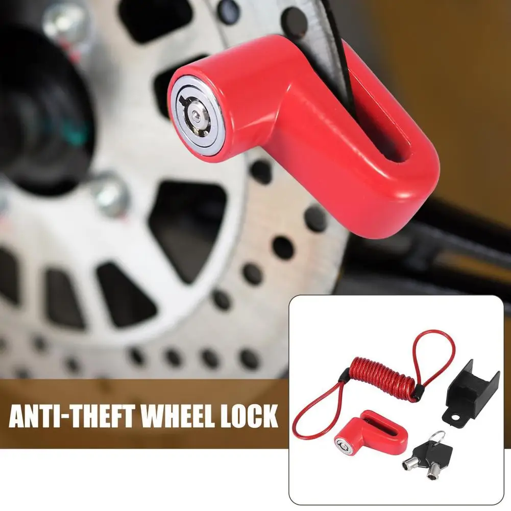 Motorcycle Scooter Disc Brake Lock Cable Security Reminder Anti Theft