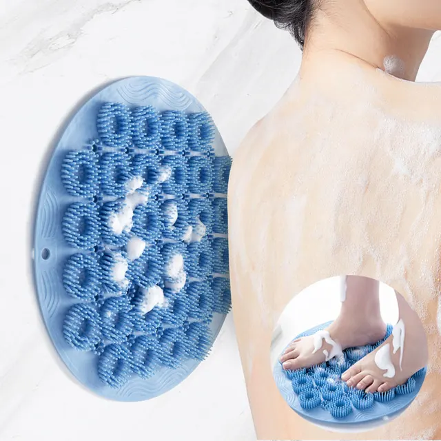 Exfoliating Shower Massage Scraper Bathroom Non-Slip Bath Mat Silicone Foot Brush Rubbing Bath Body Foot Washing Cleaning Tool