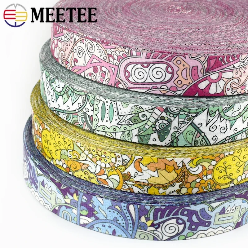 

5/8/10M Meetee 38mm Double Sided Printed Ribbon Band 1.2mm Thick Webbing Bag Strap Decoration Binding Tape Sewing Accessories