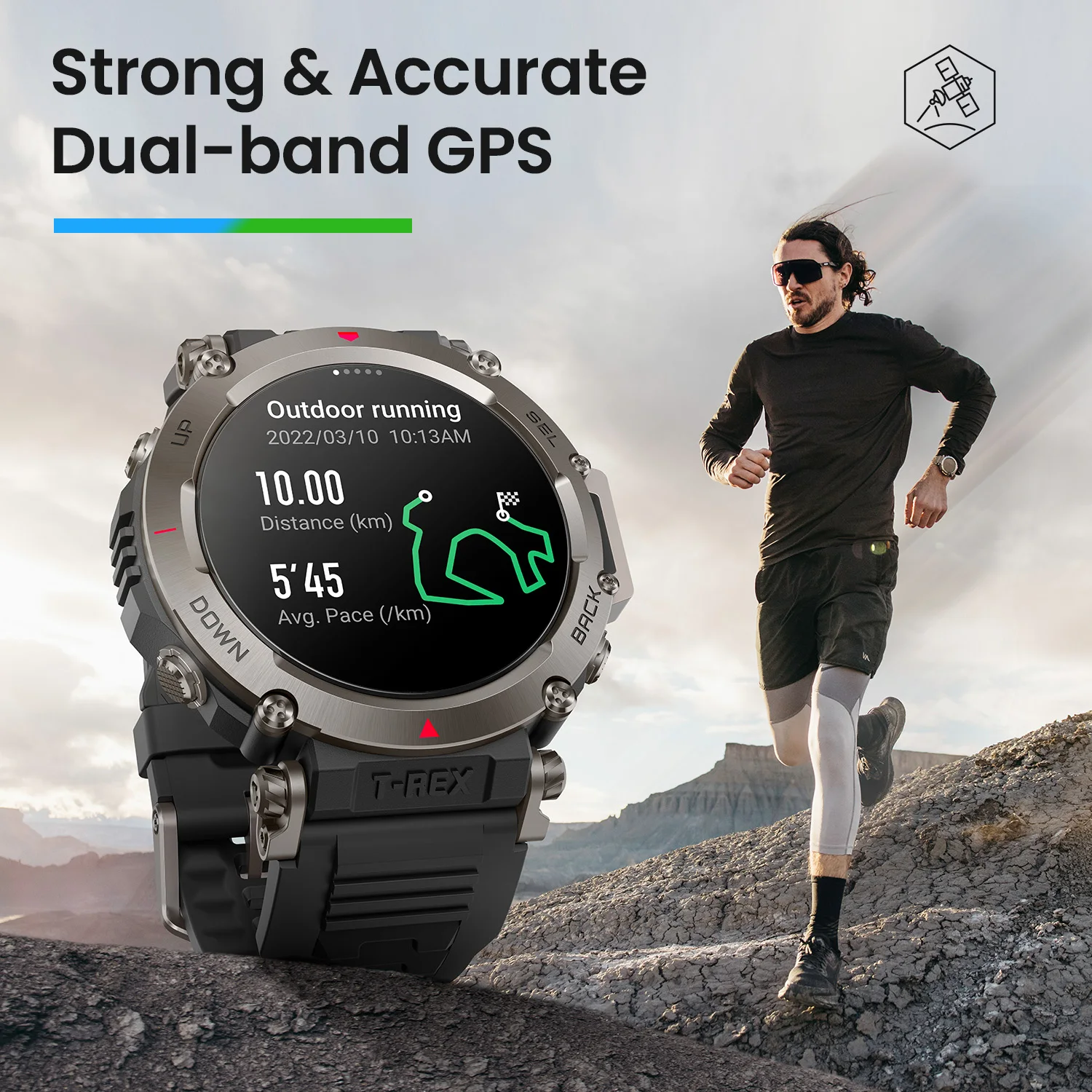 Новый Amazfit T-Rex Ultra Smart Watch Двухдиапазонный GPS Прочный уличный умный час военного класса для телефона Android IOS