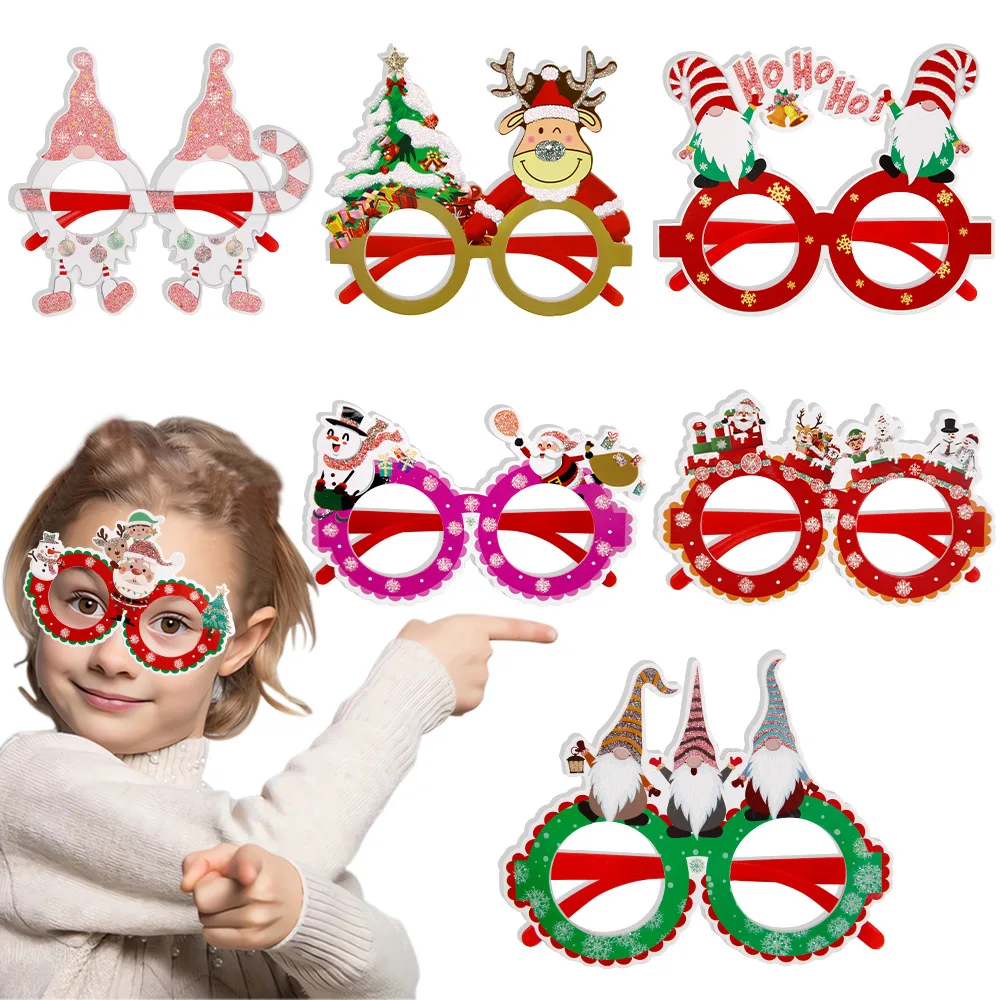 Amazon New Cartoon Christmas Glasses Holiday Party Decoration Supplies Elk Santa Claus Glasses Frame Dress Up