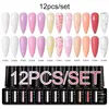 MEET ACROSS 12PCS/SET Quick Extension Gel For Nails Gold Pink Red Foils Semi Permanent Nail Art Gel Varnishes Manicure Kits 3