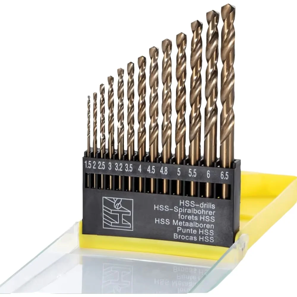Metric M42 5% Cobalt Twist Drill Bits for Stainless Steel and Hard Metal(1.5mm-6.5mm/13pcs)