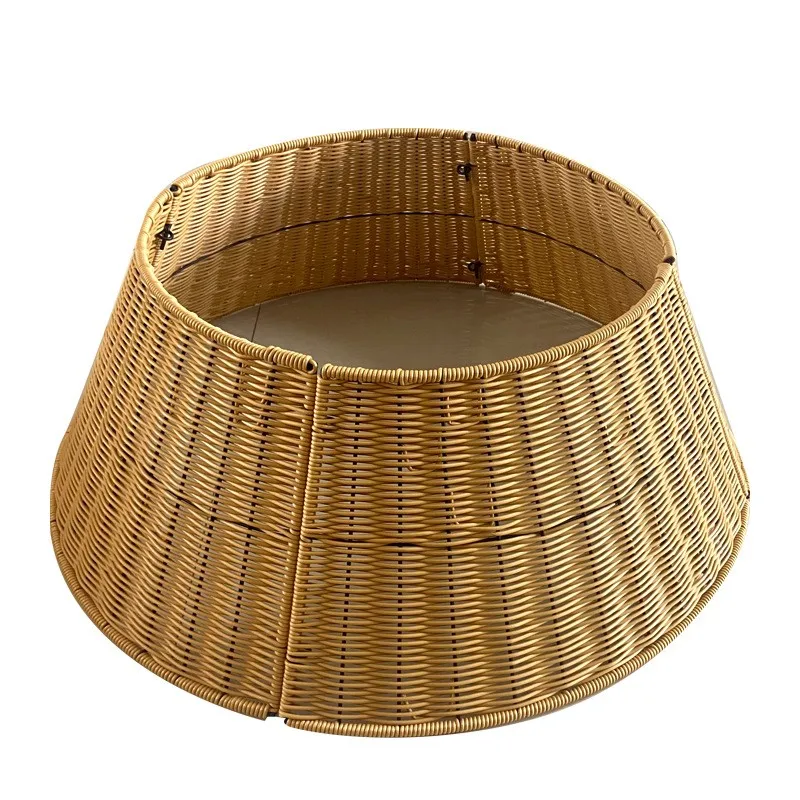 Rustic Christmas Tree Collar 28Inch Woven Wicker Tree Base Stand Cover For Artificial Holiday Decoration Ring Skirt Basket 6
