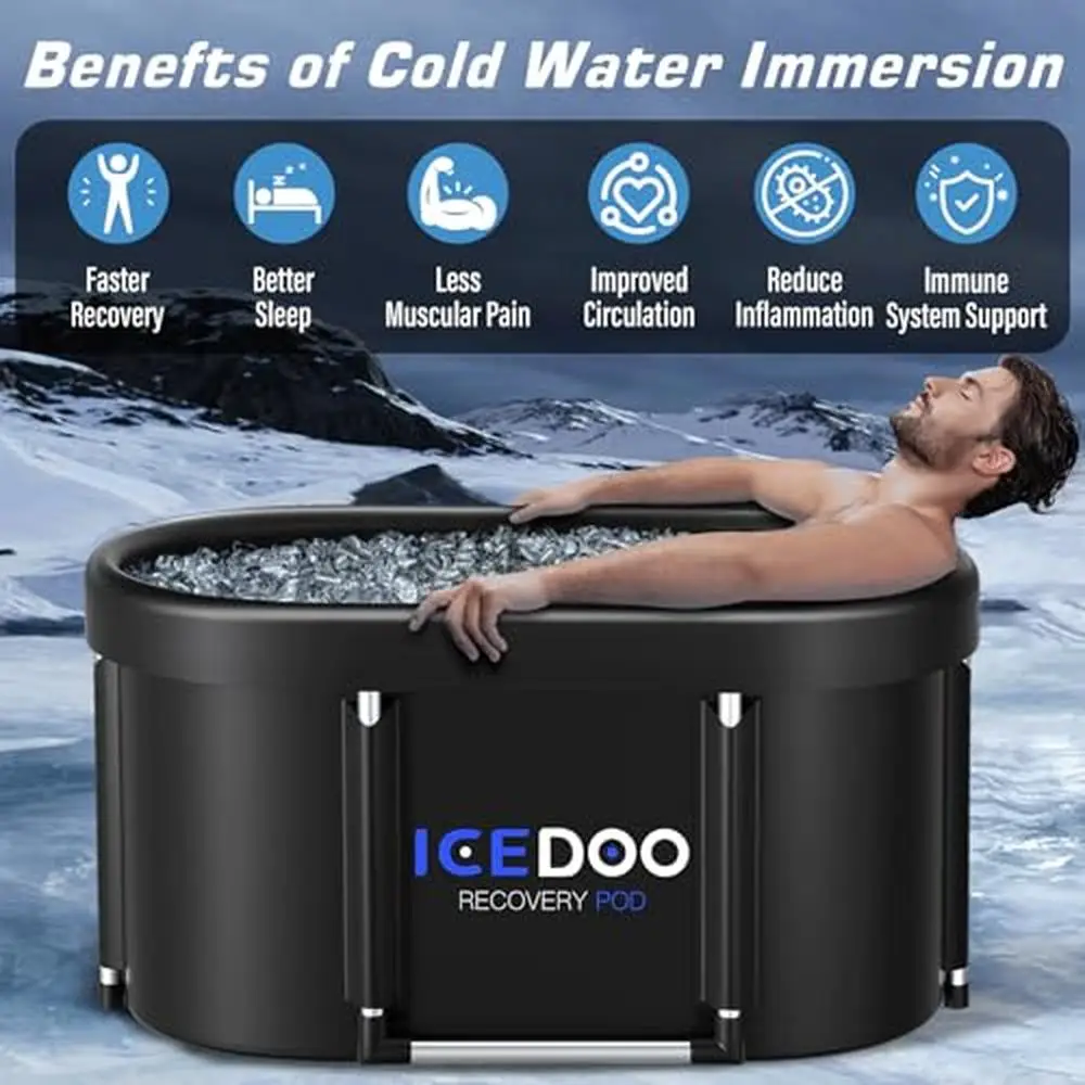 Large Oval Ice Bath Tub Athletes 129 Gal Recovery Portable Cold Plunge Tub Natural Post-Workout Immunity Boost- Spacious 3.93 ft 3