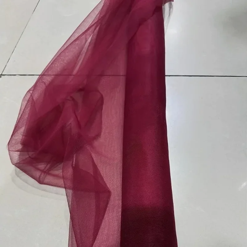 Luxurious Burgundy Red Tulle Mesh