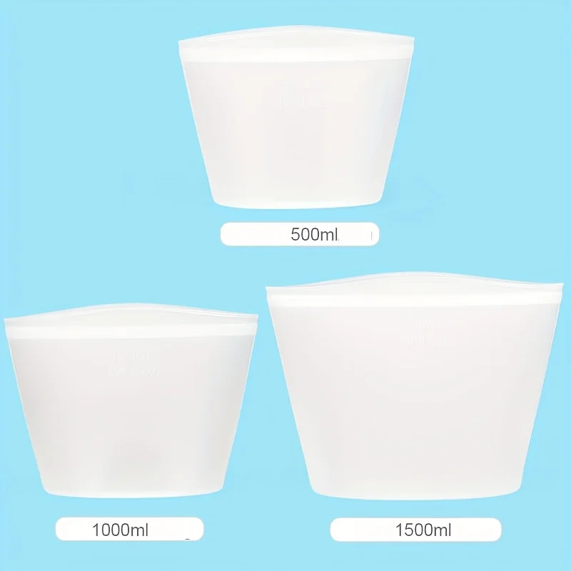 Reusable Silicone Food Storage Bags - Leak-Proof, Preserve Fresh Produce (Set of 3)