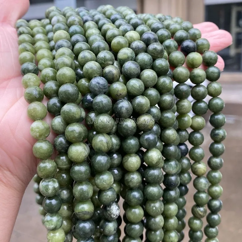 Southern Jade Beads Round Loose Spacer 4 6 8 10 12MM For Jewelry Making Diy Bracelet Accessory