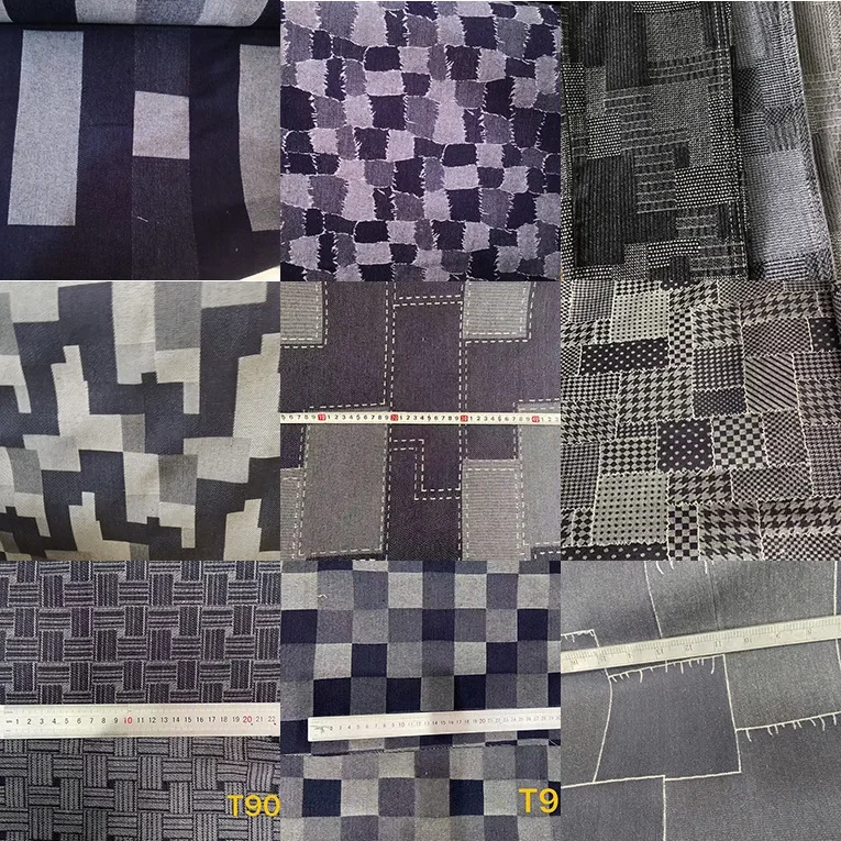 Fashionable Patchwork Denim Fabric Embroidered Autumn Winter Coat Children's Jeans Patchwork Embroidery Cloth