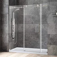 Frameless Shower Doors 68-72" Width x 76" Height with 3/8"(10mm) Clear Tempered Glass 1
