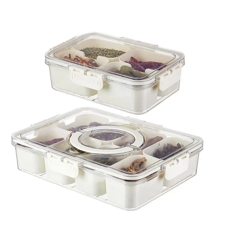 

Spice Rack Storage Bin Pantry Tray Clear Spice Storage Bin With 4/8 Compartments Transparent Pantry Tray For Kitchen Accessories