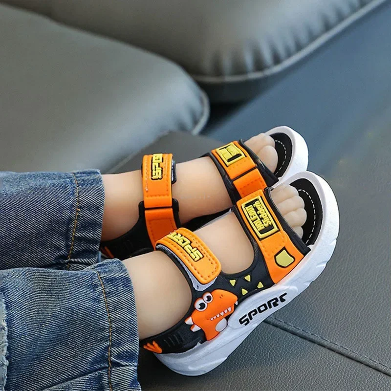 Cute Cartoon Dinosaur Boys Girls Summer Toddler Sandals Baby Anti Slip Indoor Bathroom Home Sandals Children Outdoor Beach Shoes 3