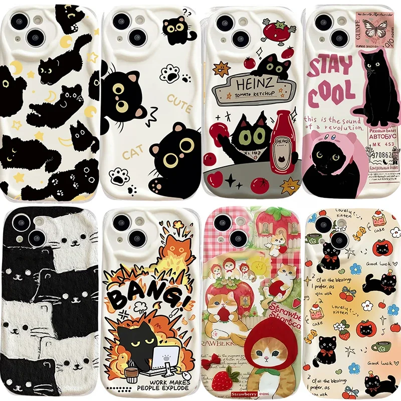 Cute Style Black Cat Design Phone Case
