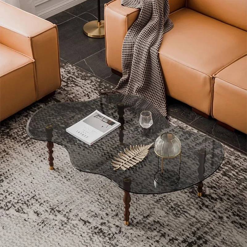 

Glass Luxury Coffee Tables Modern Unique Nordic Aesthetic Free Shipping Table Square Bedroom Mesa De Lujo Living Room Furnitures