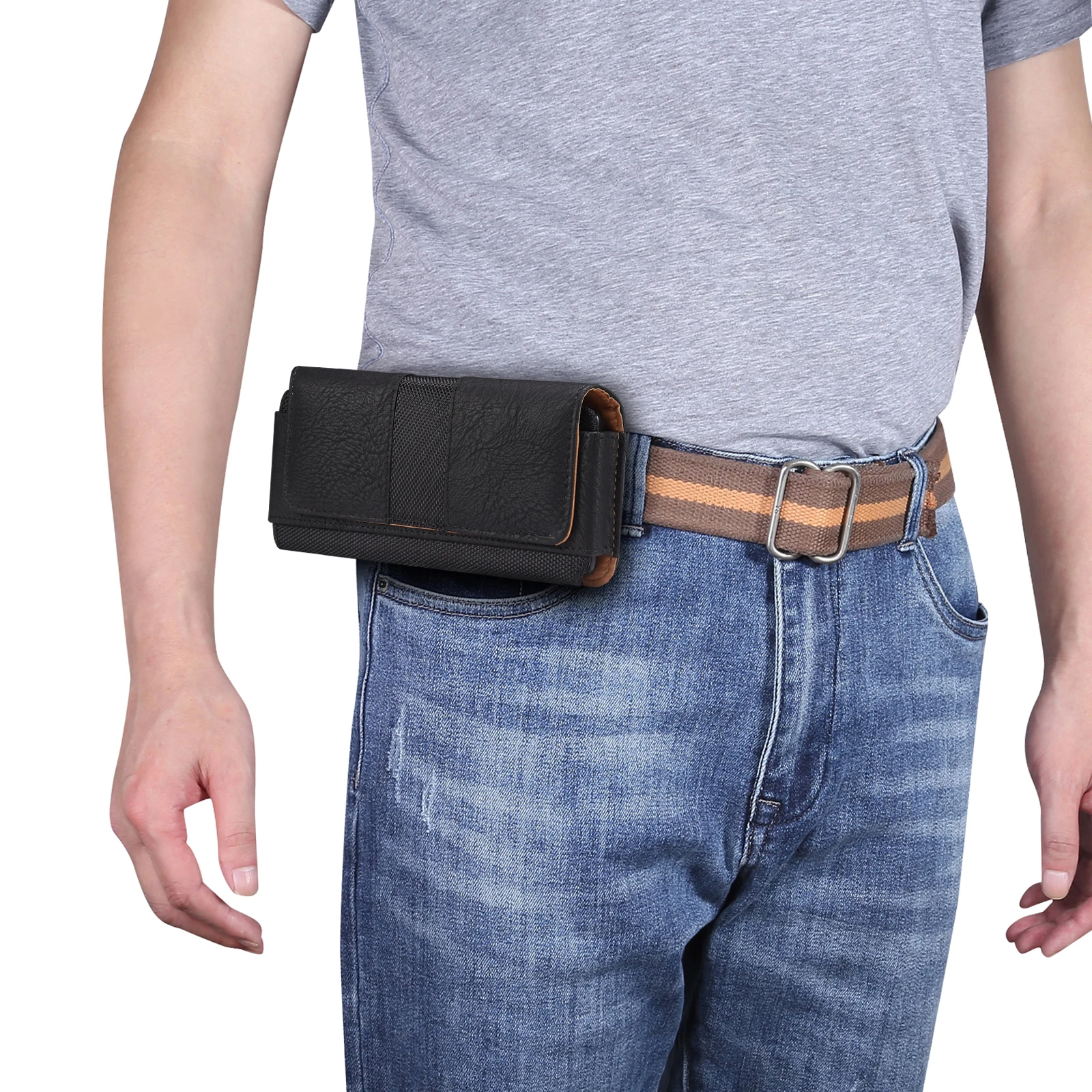 homens, cinto de telefone móvel, saco de