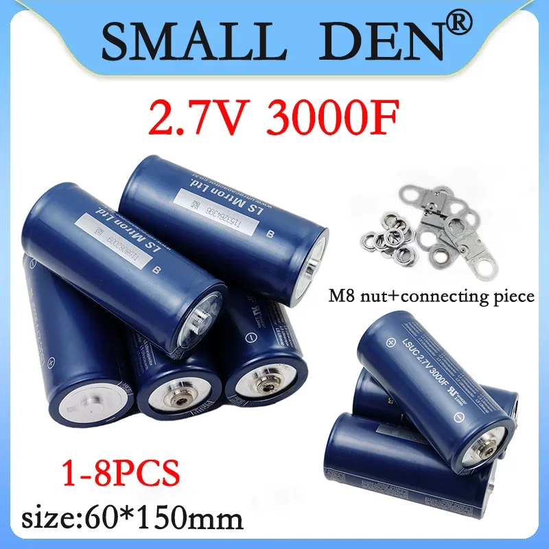 2.7V 3000F Super Farad lsuc cylindrical capacitor High frequency supercapacitor equipped with nut and connecting piece
