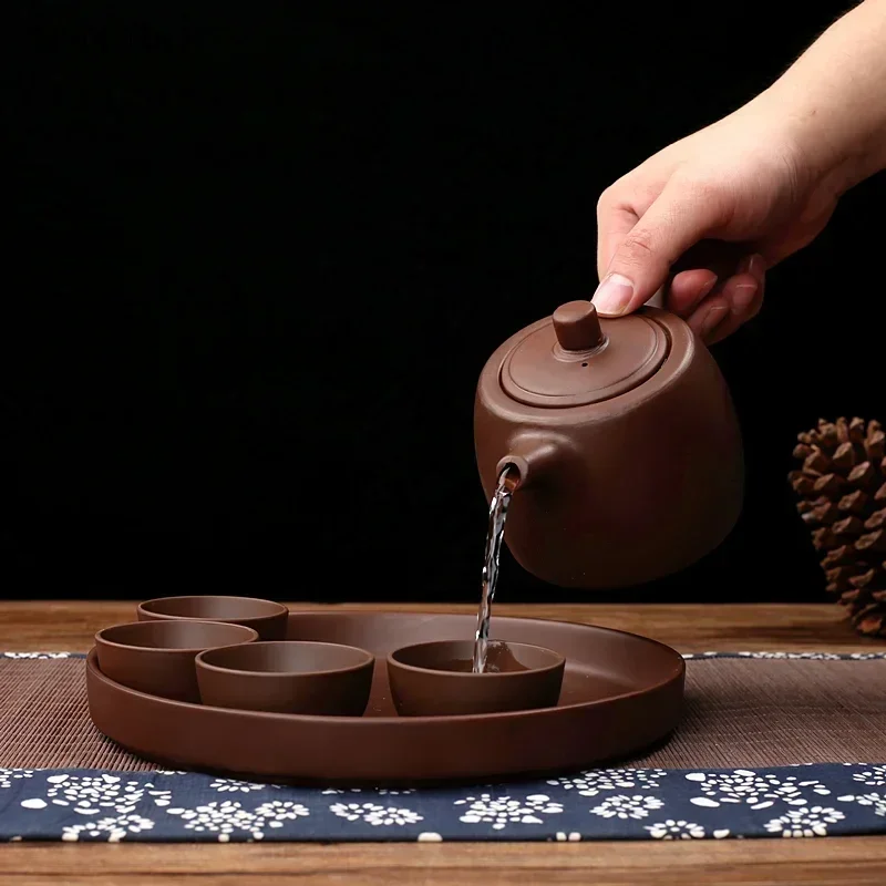 1PCS 380ML Yixing purple clay teapot solid color Chinese retro filter tea pot Tradition Tea ceremony accessories