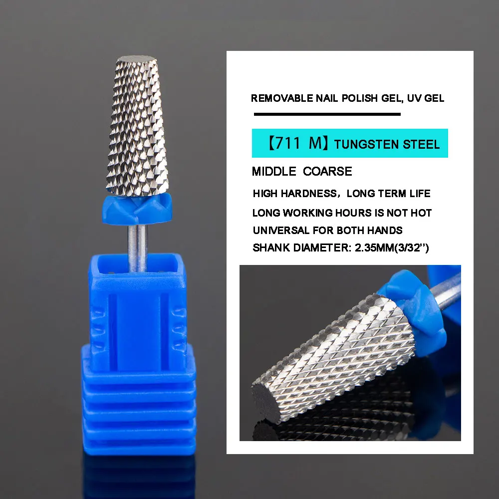 5 in 1 Nail Drill Bits Tungsten Steel Cross Teeth Manicure File Nail Cutter Acrylic or Hard Gel Nail Polish Remove Drill Bit 3