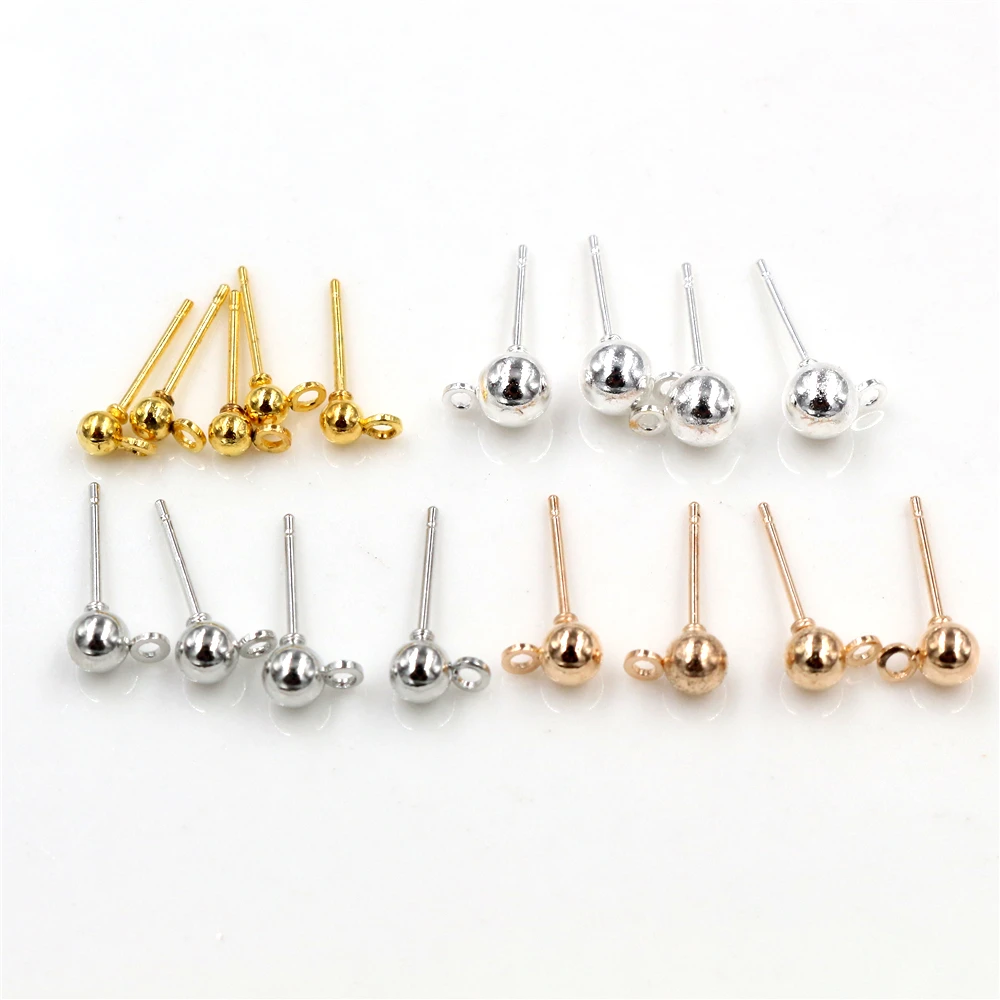 Earring Findings 50pcs 3/4/5mm 6 Colors For DIY Jewelry Making