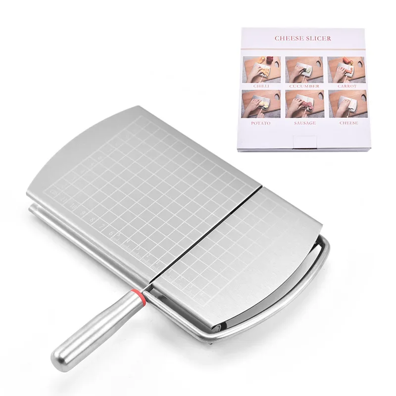 Household stainless steel cheese slicer with scale, butter, cheese, cheese, ham slicer, kitchen knives, baking tools