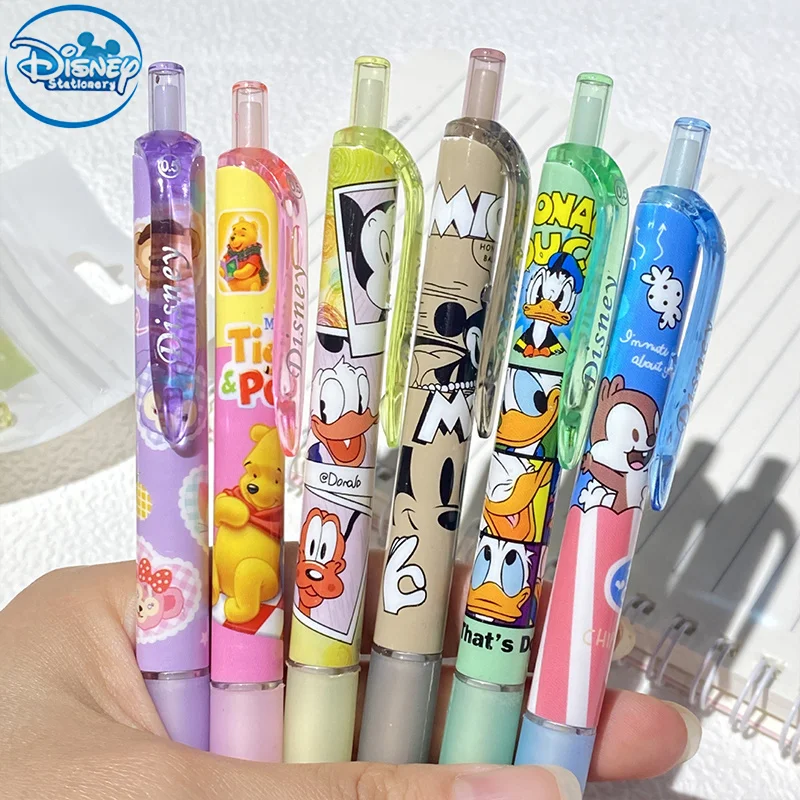 

12/24pcs Disney Gel Pen Cartoon Mickey Mouse Pressure Pen 0.5mm Black School Student Exam Stationery Office Writing Supplies Set