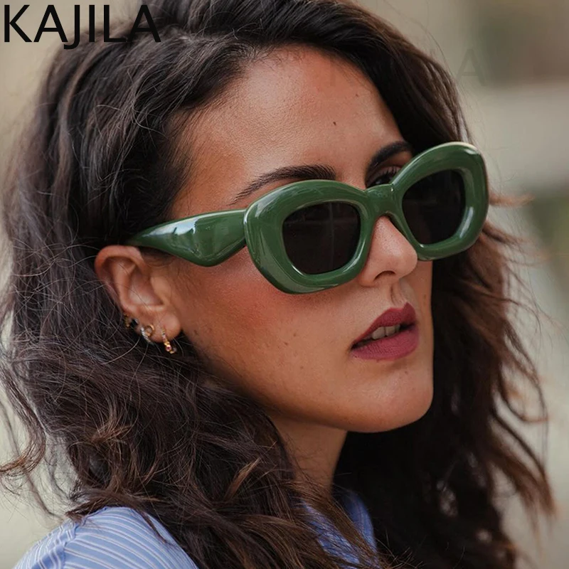 

Sexy Inflated Cat Eye Sunglasses Women 2023 Luxury Brand Vintage Punk Sun Glasses For Ladies Square Silver Eyewear Shades UV400