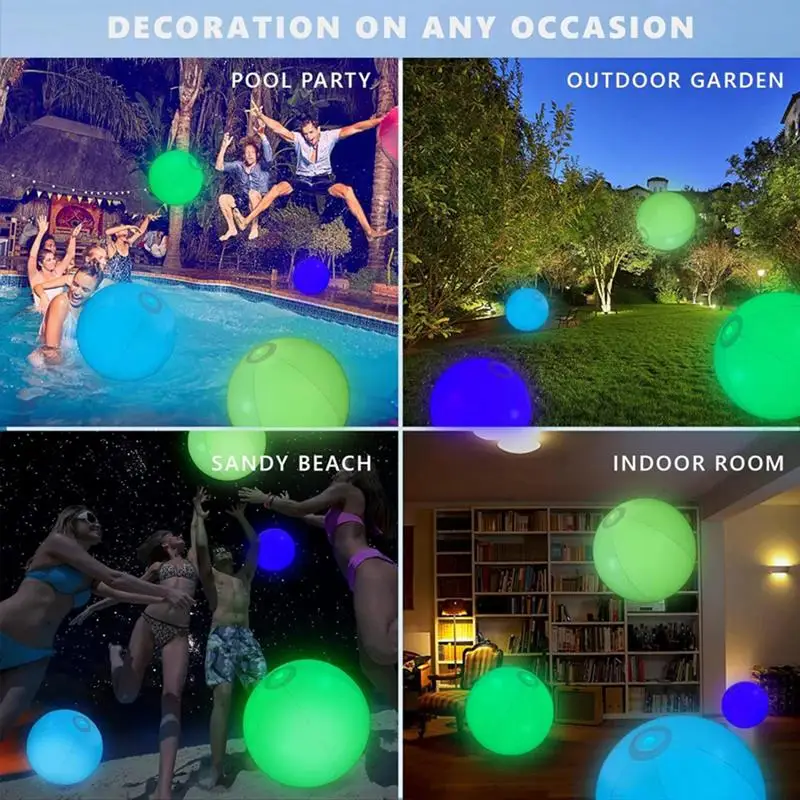 Neon Beach Balls 16 Light Colors Remote Control Pool Balls 4 Adjustable Light Modes Inflatable Neon Beach For Kids & Adult