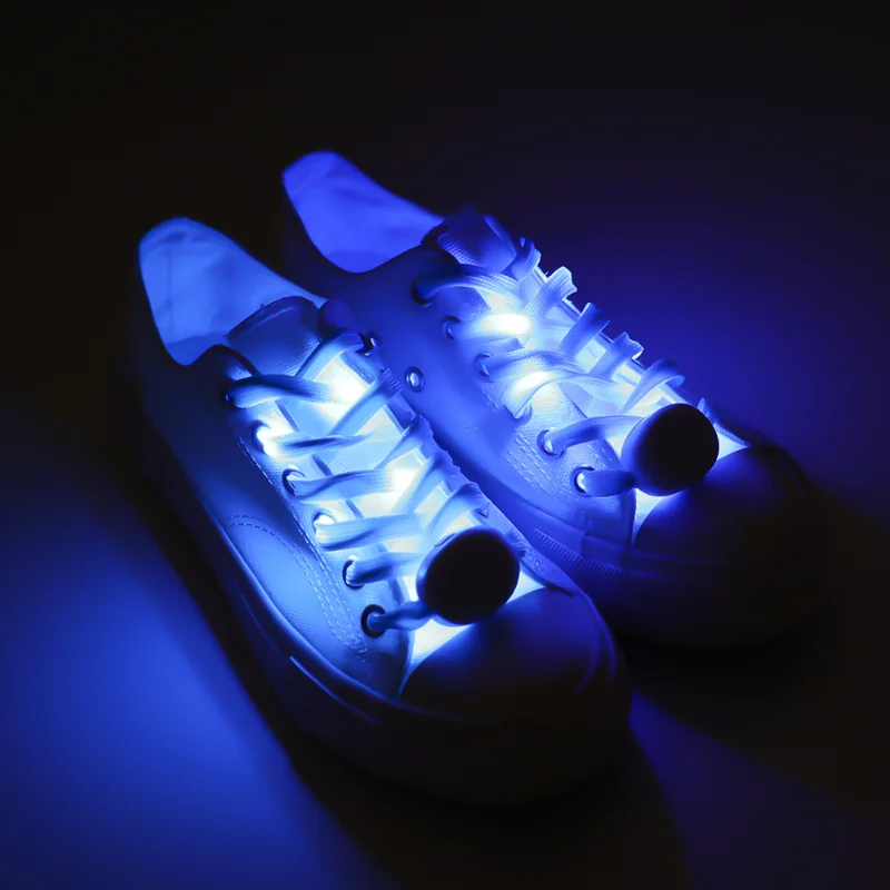 LED Sport Shoe Laces Luminous Shoelaces Glow Shoe Strings Round Flash Light Shoelaces Batteries No Tie Lazy Shoe Laces Party