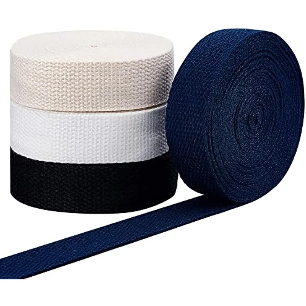 

20 Yard Sewing Twill Ribbon 1" Heavy Cotton Webbing 4 Colors Natural Twill Tape Flat Polyester Cord Herringbone Webbing Tape