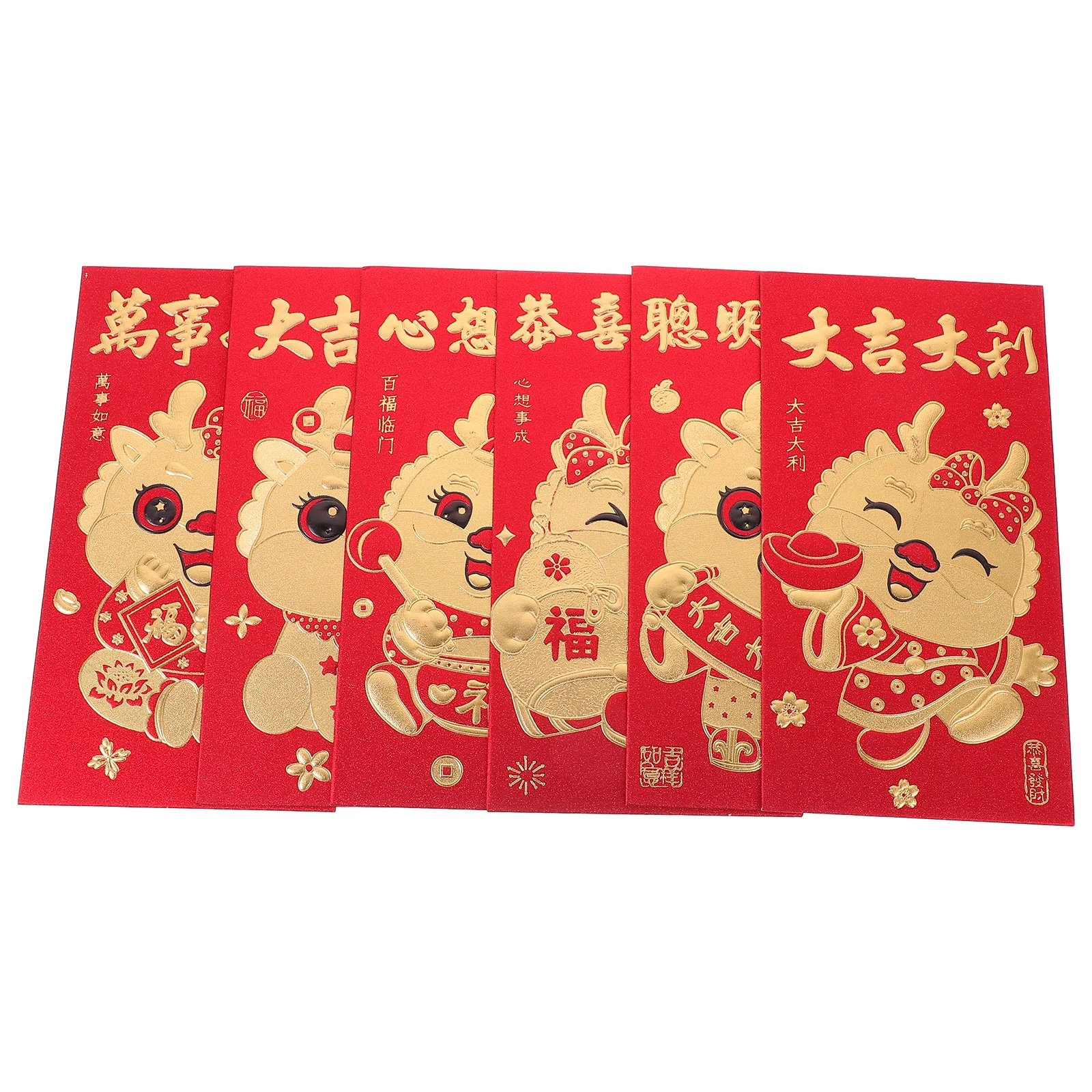 

6 Pcs Small Gift Bag Red Packets Chinese New Year Cartoon Envelopes Paper Festival