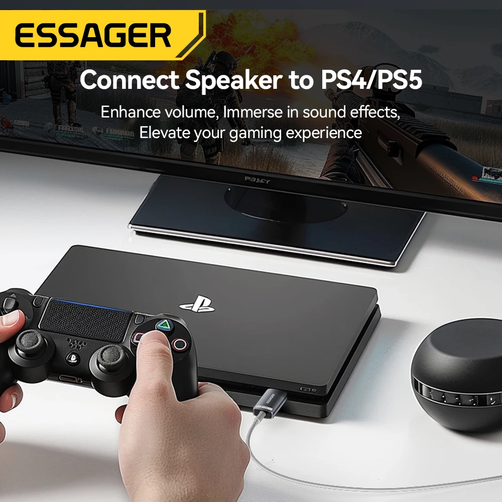 Essager USB Sound Card External Stereo Audio Adapter