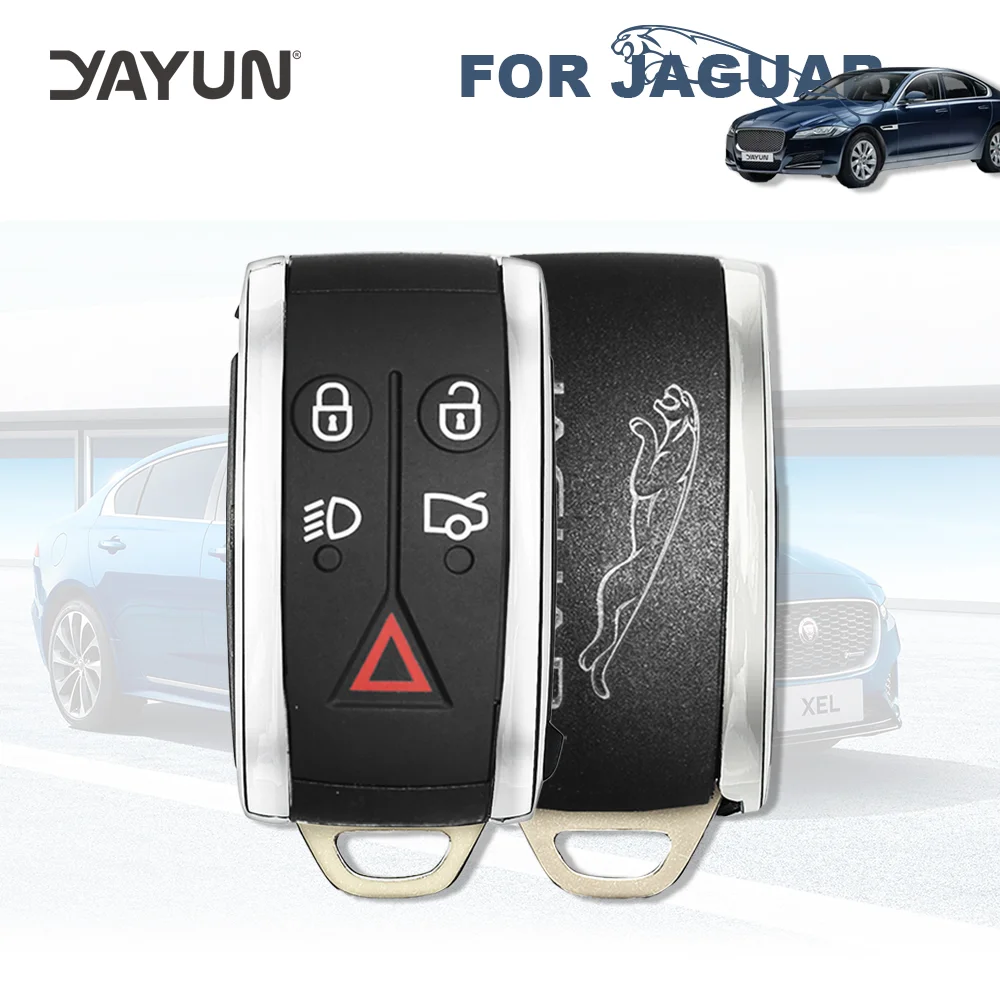 YAYUN 5 Buttons Smart Car Remote Key Fob Shell With Logo For Jaguar XF Fob 2007 - 2012 Housing Blanks Fob Case Cover Replaceme 3 buttons folding flip remote car key shell for renault clio megane kangoo modus fob case blanks