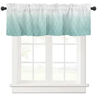 ZEDLIYU Valances for Windows Kitchen Living Room Home Decoration Small Window Valance Morocco Ombre Geometry Teal 1 Panel 1