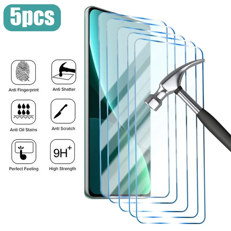 

5PCS Protective Glass for Poco X5 X4 M4 X3 M3 Pro 5G Screen Protector for Poco F2 Pro X4 X3 F4 GT X3 NFC M5 M5S Tempered Glass