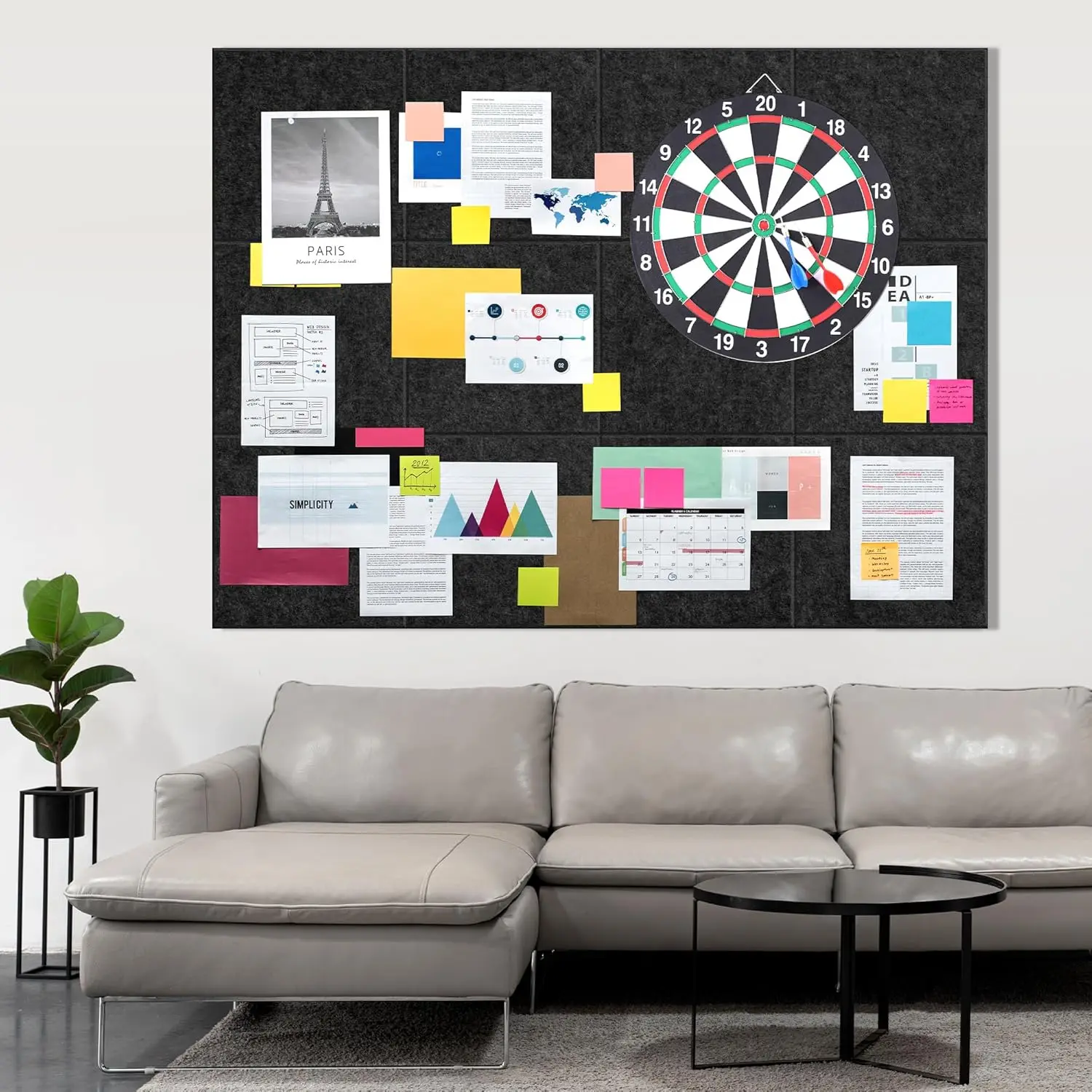 Große Filz-Pinnwand – 6 Fliesen, 91,4x61 Cm, Selbstklebend, Grün, Alternative Zu Kork