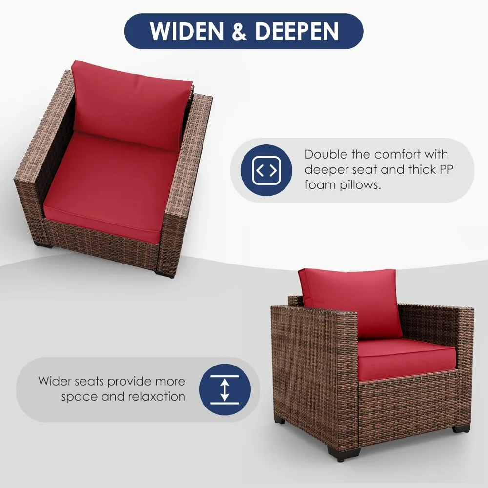 Outdoor Patio Furniture Set, 5 Pieces Outdoor Sectional Wicker Patio Furniture, Outdoor Sofa with Storage Coffee Table 2