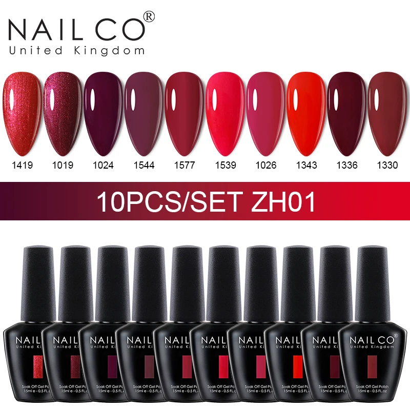 NAILCO 15ml 10pcs/Set Blue Colors Gel Nail Polish UV Gel Nail Polish Purple Nail Lakiery Esmalte Top Base Nail Art Design Vernis 2