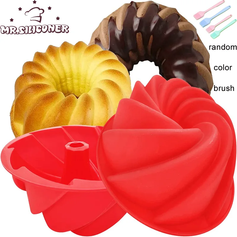 3D Large Spiral Shape Silicone Bundt Cake Pan 10 inch Bread Bakeware Mold  Baking Tools Cyclone Shape Cake Mould DIY Baking Tool