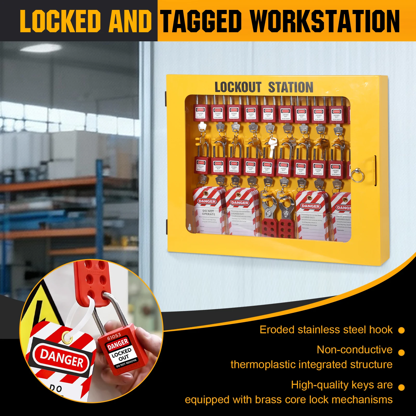 Lockout Tagout Station Heavy Duty Metal Lockout Tag Out Equipment Safety Lockout Tool Box for Industrial Maintenance