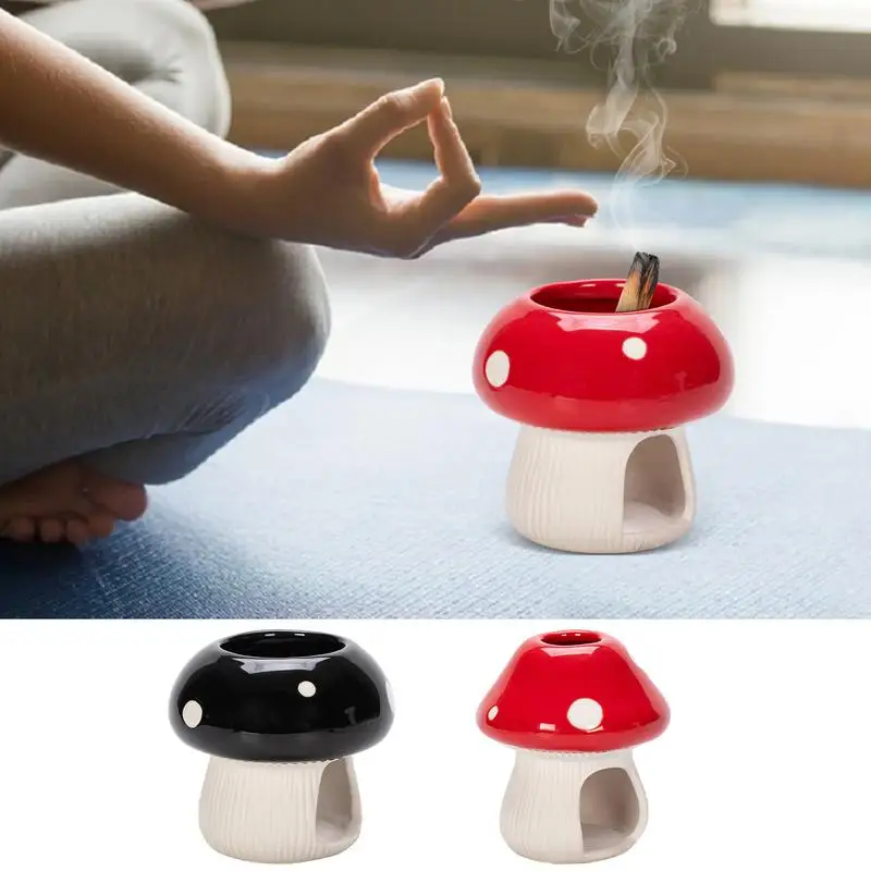 

Ceramic Incense Burner Mushroom Palo Santo Holder cute Palo Sage Tray incense sticks Ash Catcher for Meditation Yoga home decor