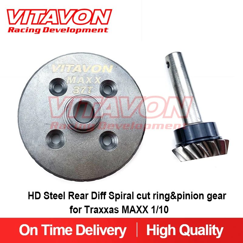 

VITAVON HD Steel Rear Diff Spiral Cut Ring&Pinion Gear For Traxxas MAXX 1/10