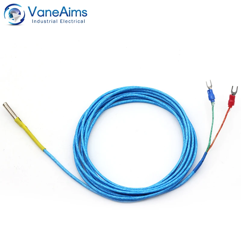 30mm Small Probe Thermocouple VaneAims Type K J PT100 0-600℃ 0.5/1/2/3M Braided Shielded Wire Sensor For Temperature Controller temperature sensor