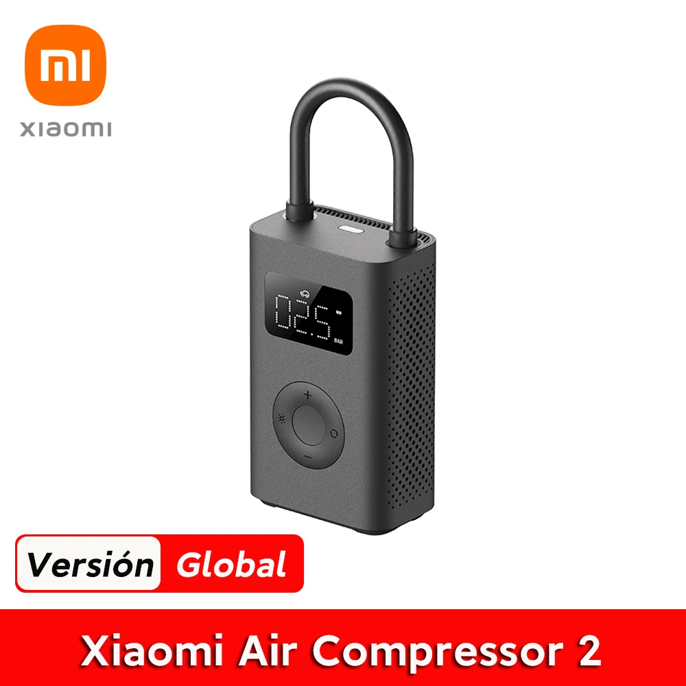 Xiaomi Mijia Compresor de Aire Portátil 2, Inflador de Neumáticos 150 PSI con Batería Recargable de 2000 mAh,  Bomba de Aire con Sensor de Presión con LED para Coche, Bicicleta, Moto, Pelota