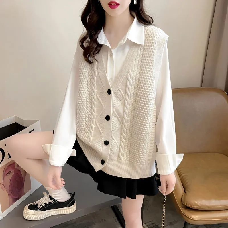 Creative Pregnant Women's New Tank Top Knitted Vest Materhity Button Outer Loose Large Thickened Sweater Jacket LH163